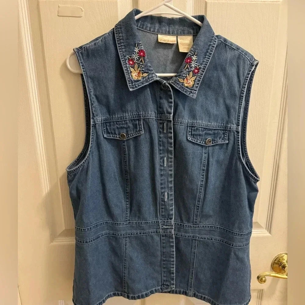 Bobbie Brooks Embroidered Denim Vest